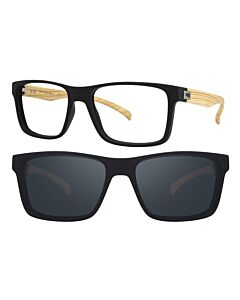 Óculos de Grau Hb Switch 0339 10103390261032 Preto Madeira Fosco Clip On Cinza Polarizado 
