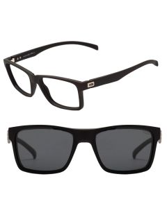 Óculos de Grau Hb Switch 0339 10103390243032 Preto Fosco Clip On Cinza Polarizado