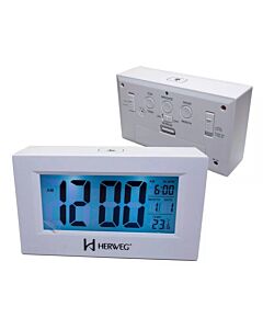 Relógio Despertador Digital Luz Temperatura Herweg 2972 021 Branco