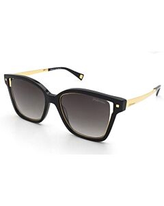 Óculos de Sol Hickmann Hi9072 A01 Preto Brilho Dourado Lente Cinza Degradê